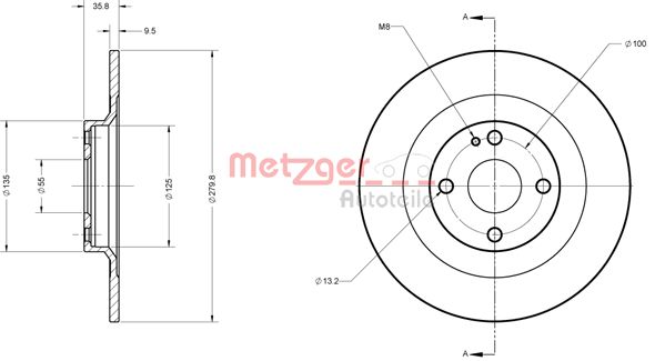 METZGER Hátsó féktárcsa 6110833_METZ